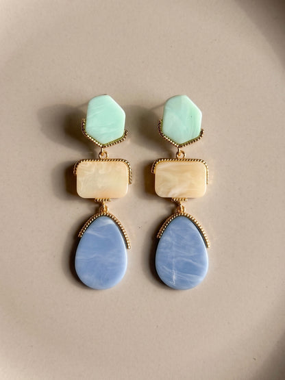 Oceane Blue Resin Drops Statement Earrings