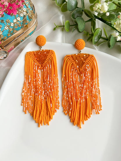 Luxe Sunset Handmade Beaded Tassel Earrings