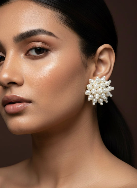 Gul Pearl Stud Handmade Beaded Earrings