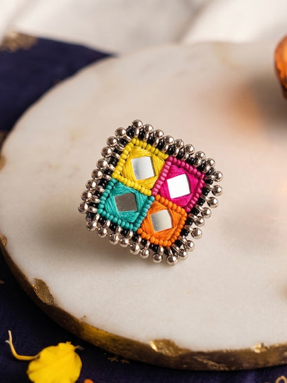 Ranjhana Mirror Handmade Beaded Ring