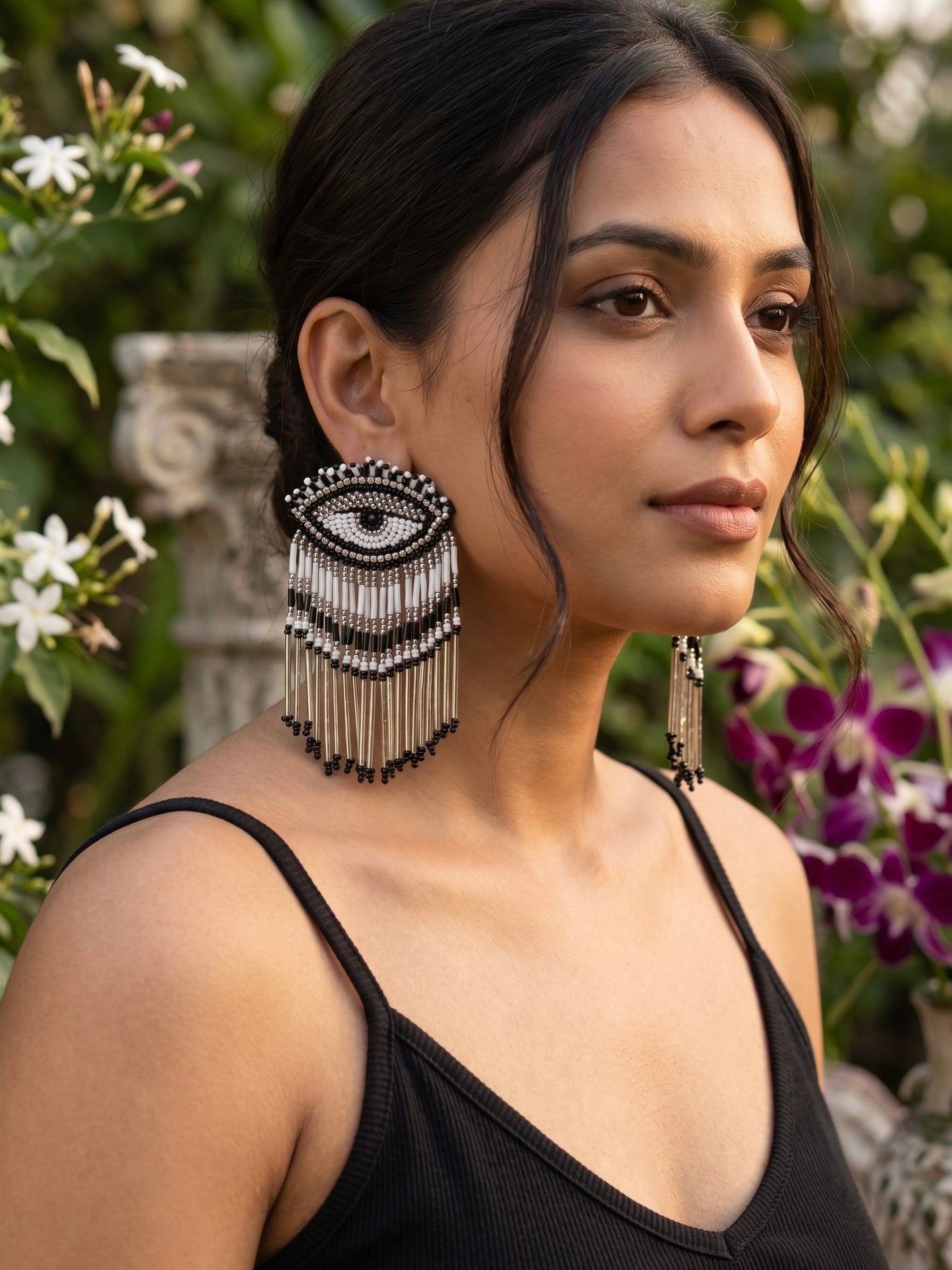 Eyeconic Evil Eye Handmade Beaded Tassel Earrings