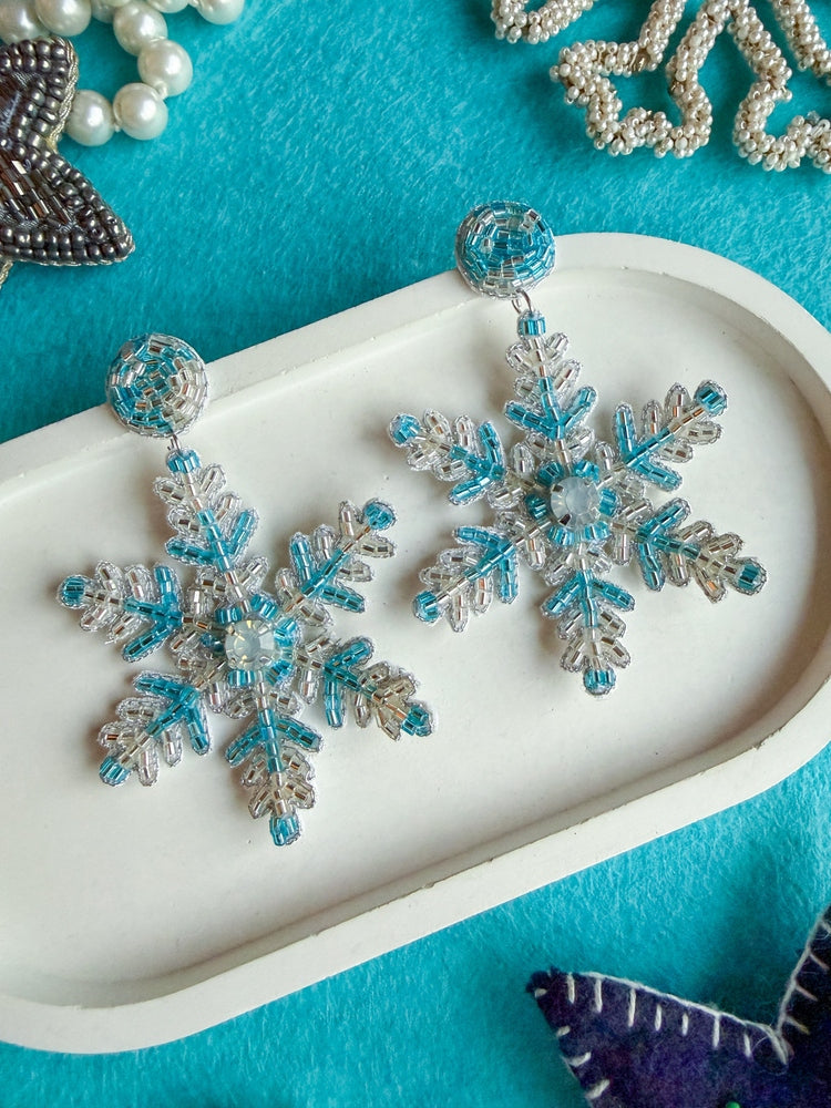 Fiora Snowflake Handmade Beaded Earrings