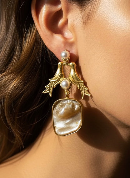 Love Birds Handmade Brass Earrings