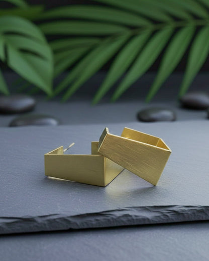 Square Hoop Handmade Brass Earrings
