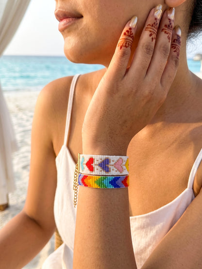Happy Vibes Rainbow Stack Handmade Beaded Bracelet
