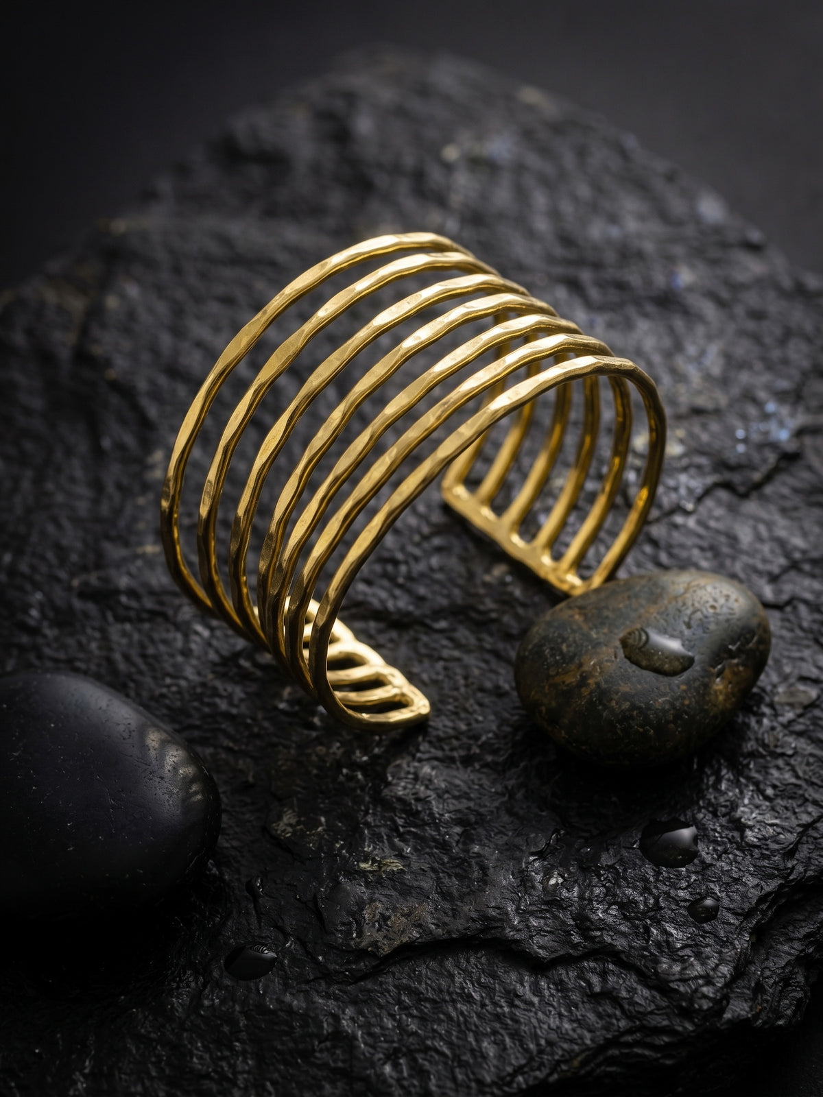 Kira Stripes Brass Cuff Bracelet