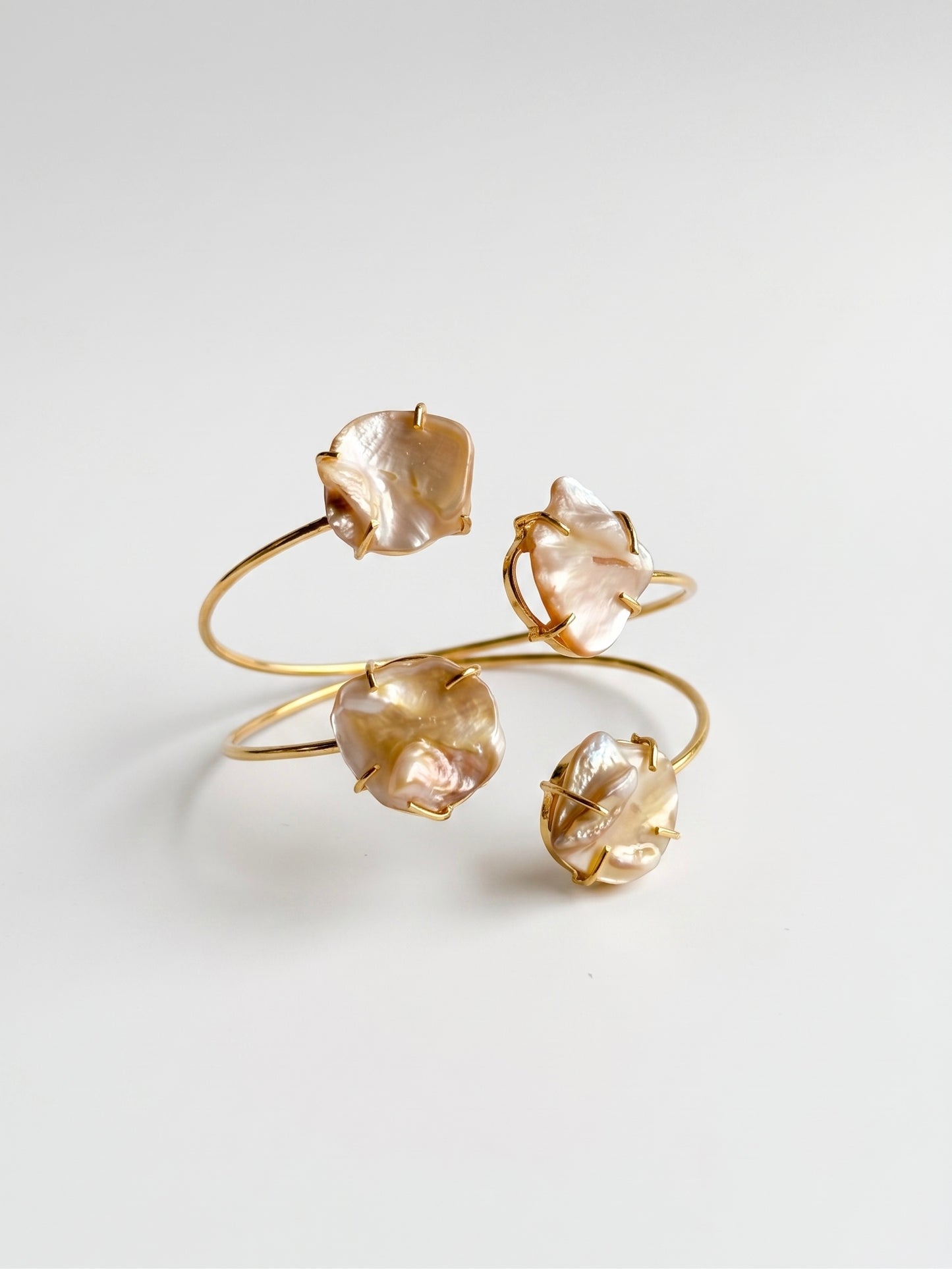 Aurora Mother of Pearl Handmade Brass Cuff Bracelet