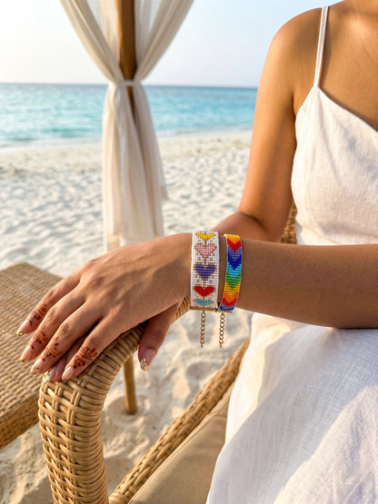 Happy Vibes Rainbow Stack Handmade Beaded Bracelet