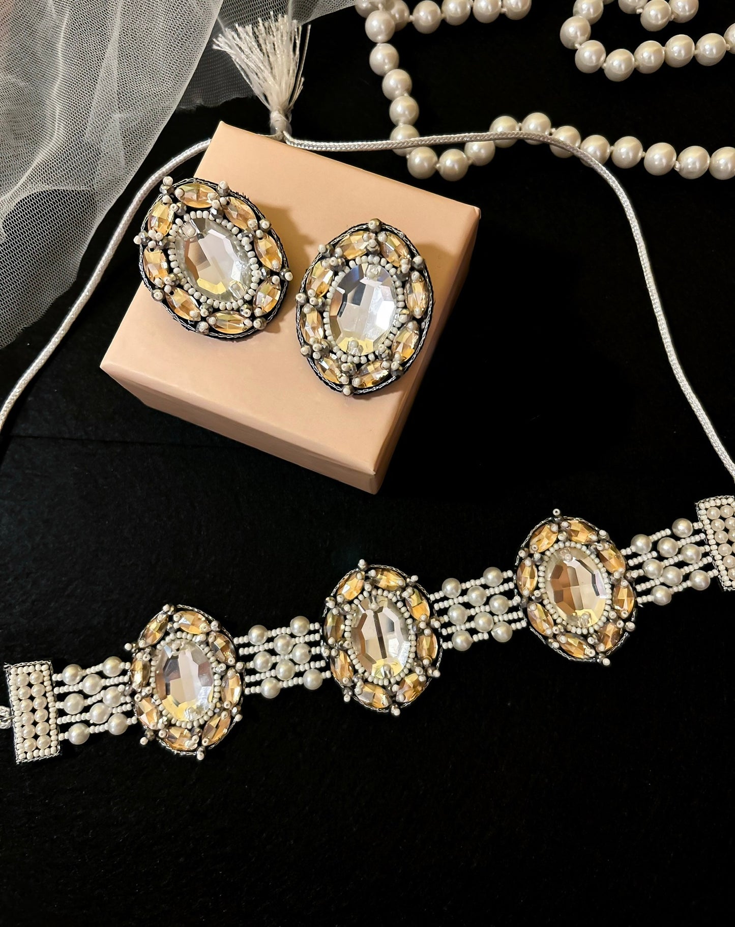 Taara Handmade Beaded Necklace + Earrings Set