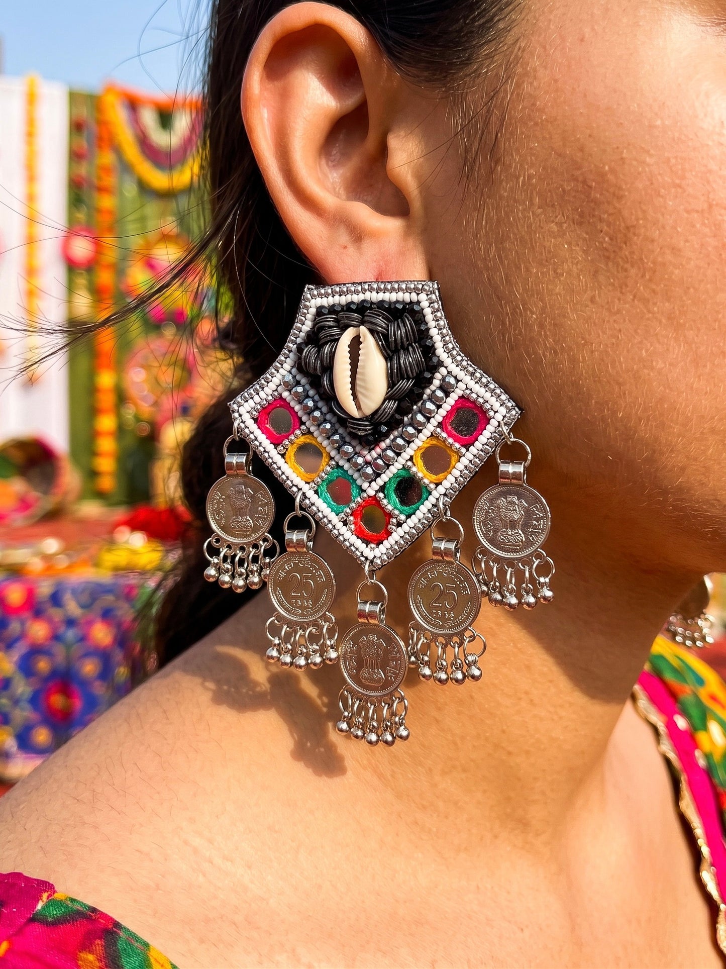 Banjaran Mirror Handmade Beaded Earrings