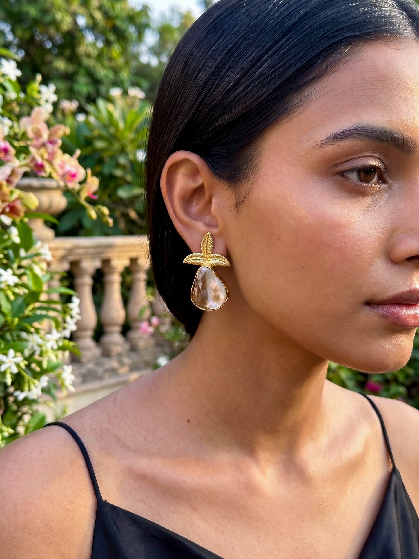 Paloma Mother of Pearl Handmade Brass Earrings