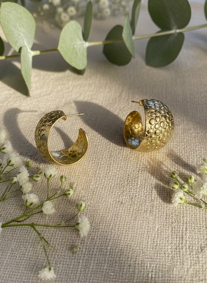 Textured Hoop Handmade Brass Earrings