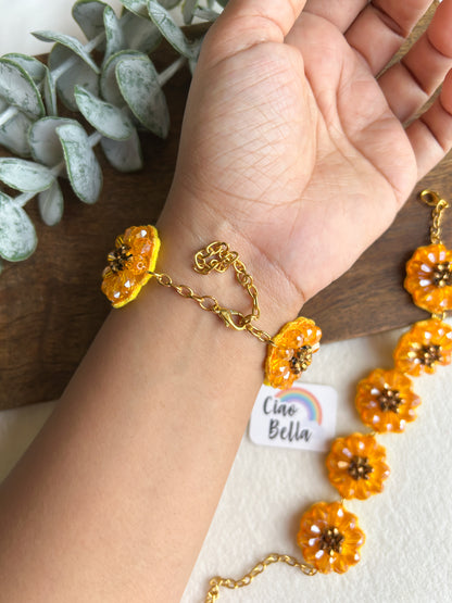 Sunflower Sparkle Handmade Beaded Bracelet