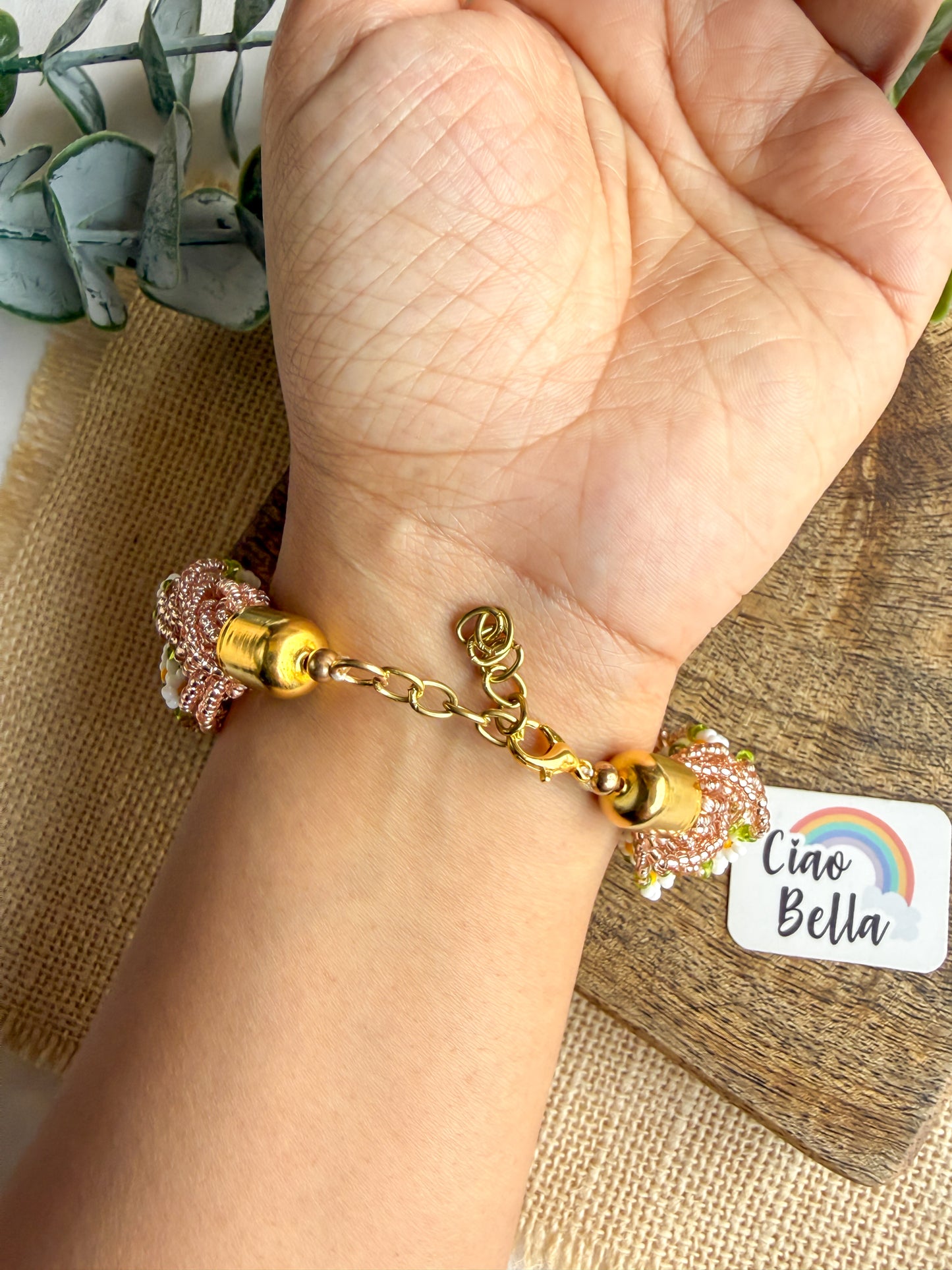 Luxe Flora Rose Gold Handmade Beaded Bracelet