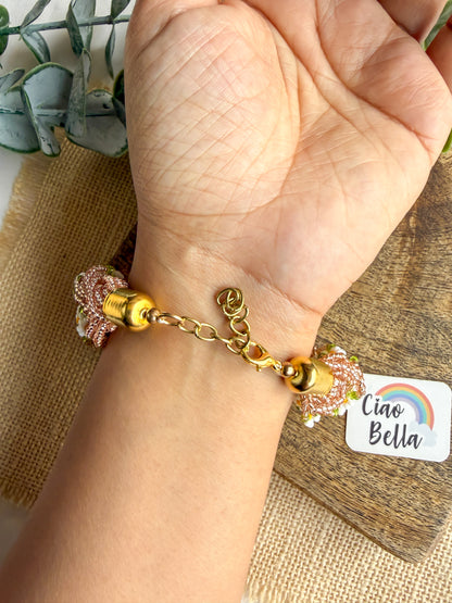 Luxe Flora Rose Gold Handmade Beaded Bracelet