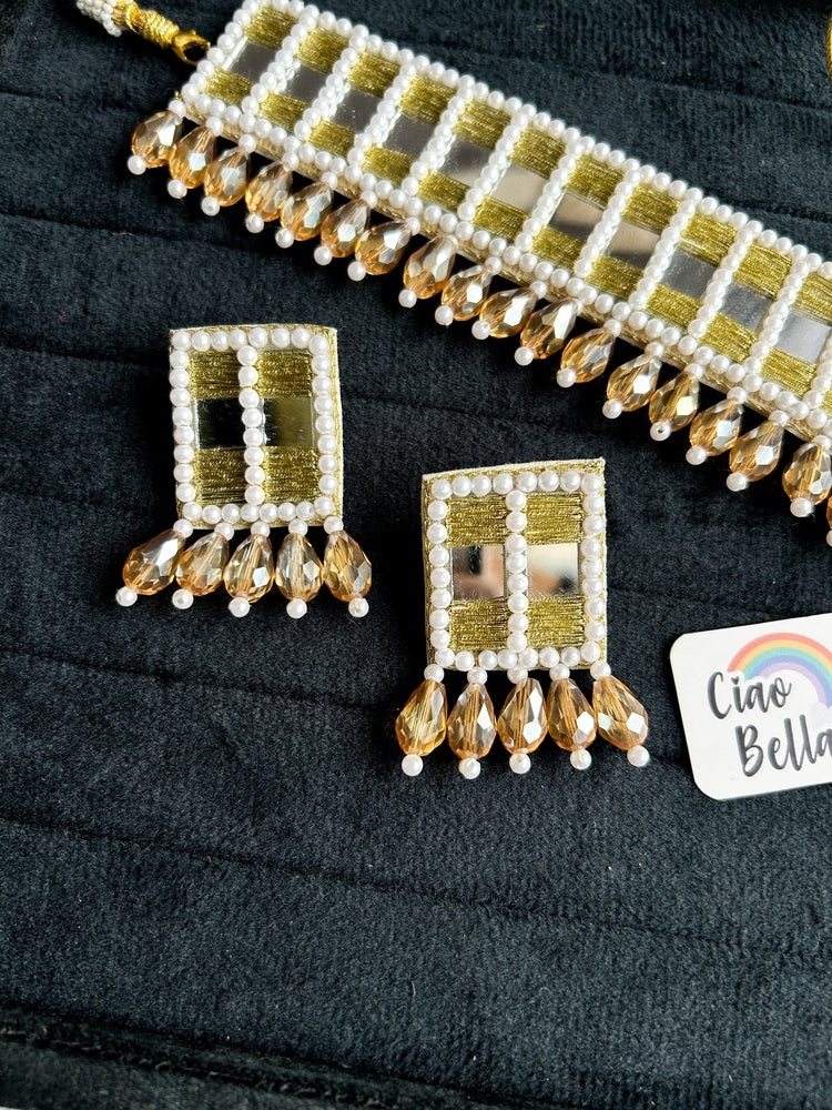 Sitara Gold Handmade Beaded Necklace & Earrings Set