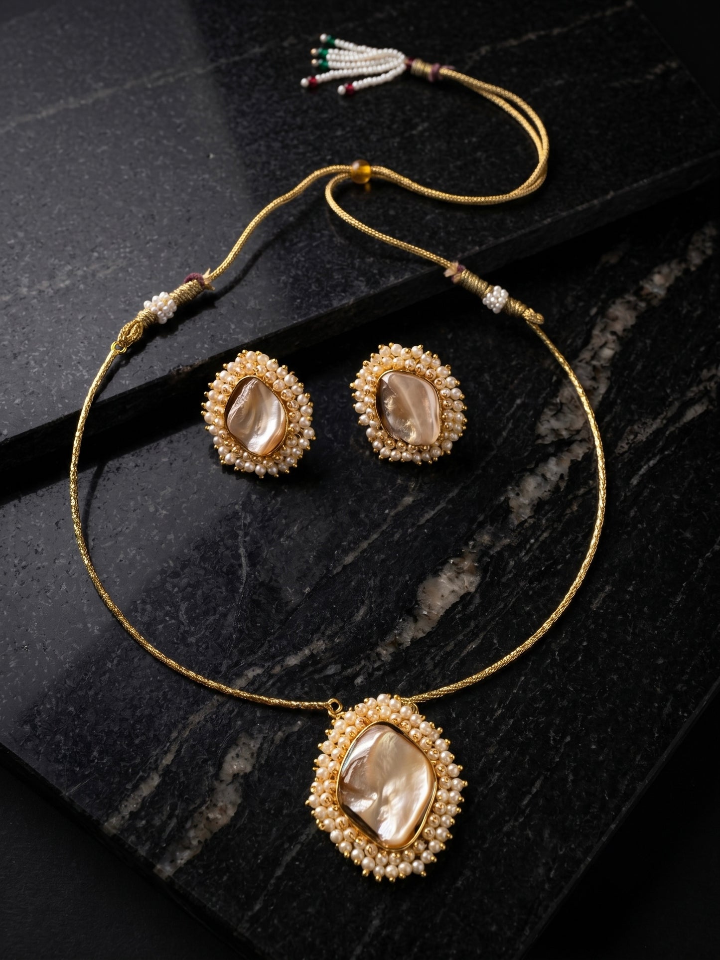 Baroque Pearl Handmade Brass Necklace Set