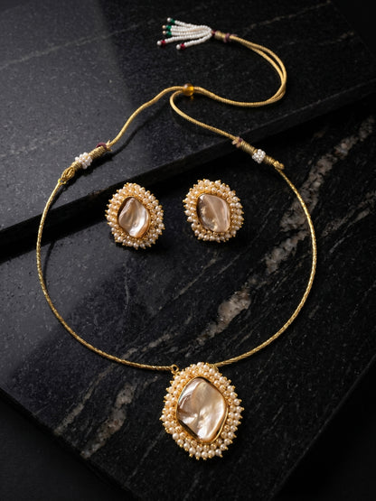 Baroque Pearl Handmade Brass Necklace Set
