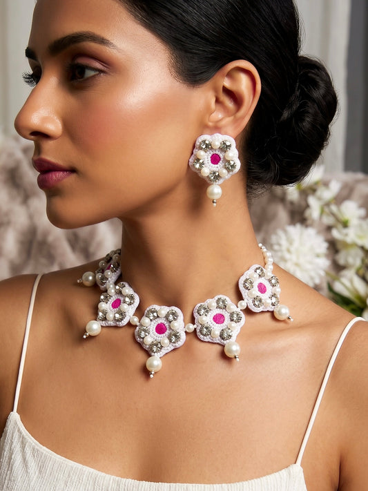 Luna Pearl Handmade Necklace + Earrings Set