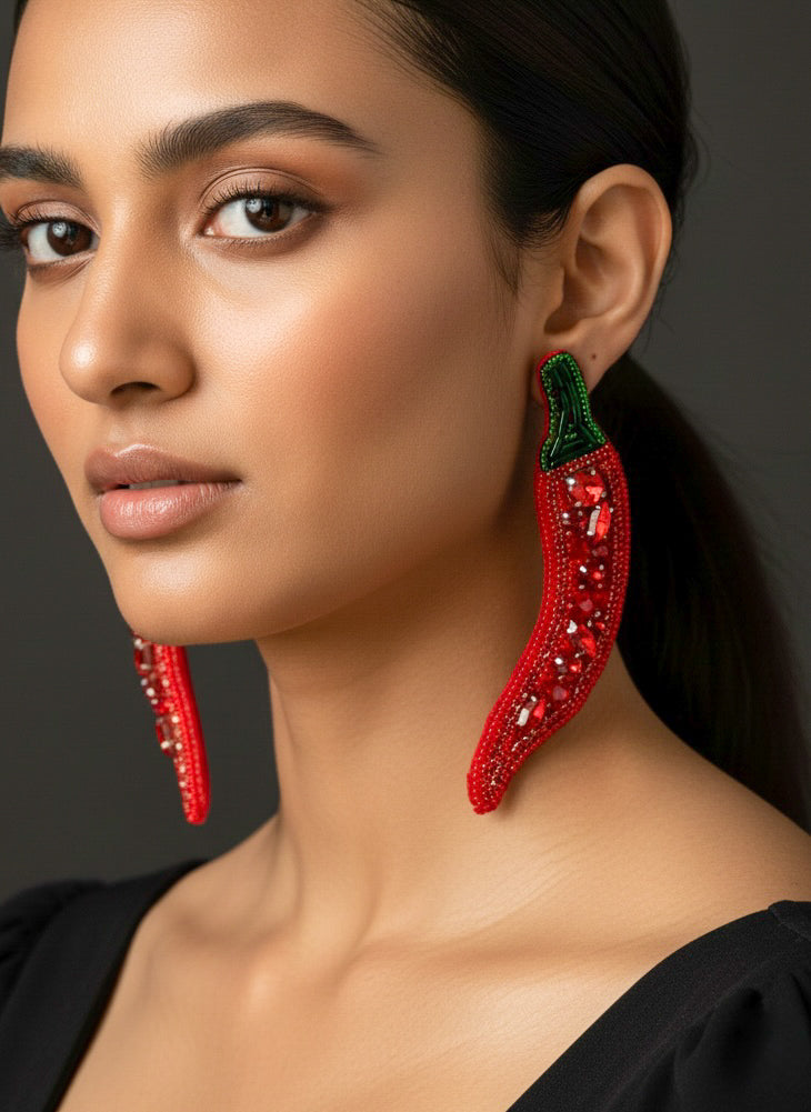 Chilli (Mirchi) Handmade Beaded Earrings
