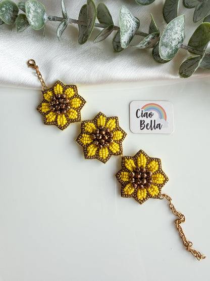 Sunflower Handmade Beaded Bracelet