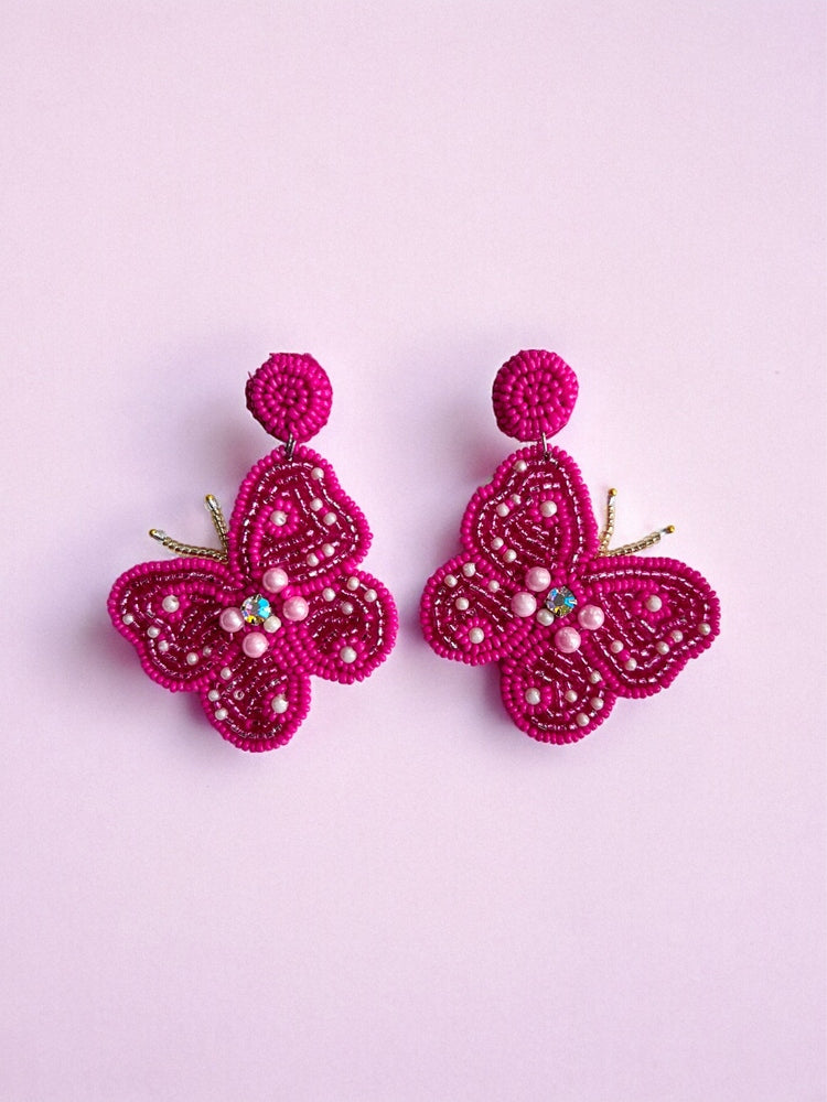 Queen-B Handmade Beaded Butterfly Earrings