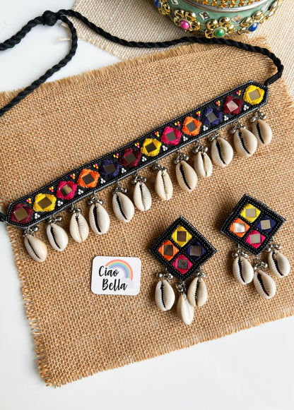 Navrang Handmade Beaded Necklace & Earrings Set