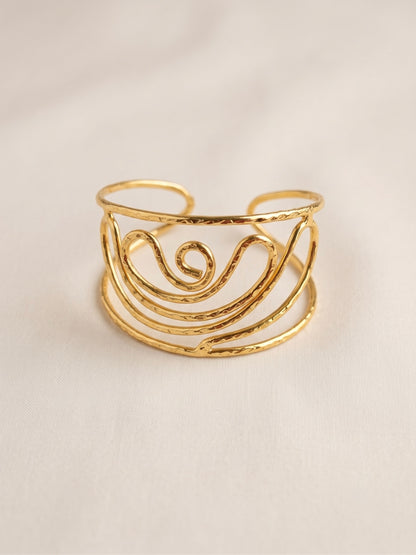 Boho Wave Brass Cuff Bracelet