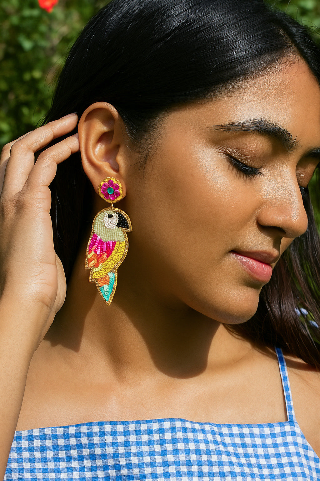 Peppy Parrot Handmade Beaded Bird Earrings