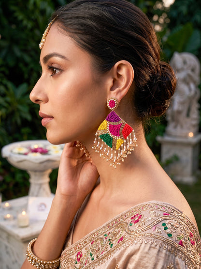 Rainbow Rangoli Handmade Beaded Earrings