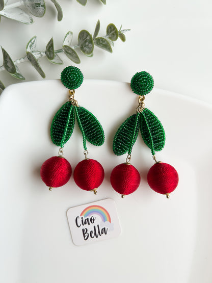 Cherry On Top Handmade Beaded Earrings