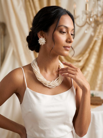 Maya Pearl Handmade Necklace + Stud Earrings Set