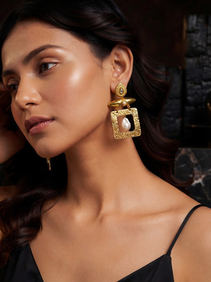 Oracle Pearl Drops Handmade Brass Earrings