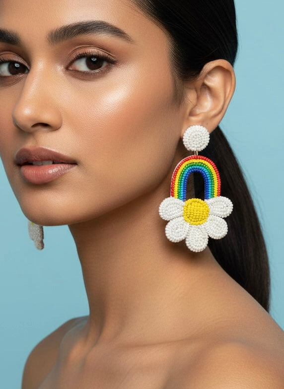 Rainbow Sunshine Handmade Beaded Earrings