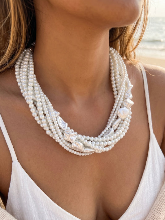 Celeste Pearl Handmade Necklace - White