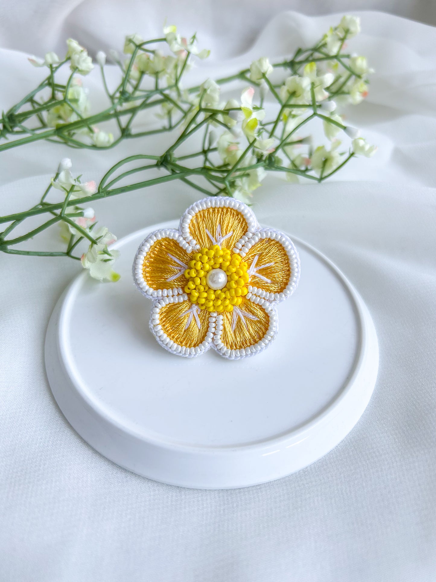 Sunshine Blossom Handmade Beaded Ring