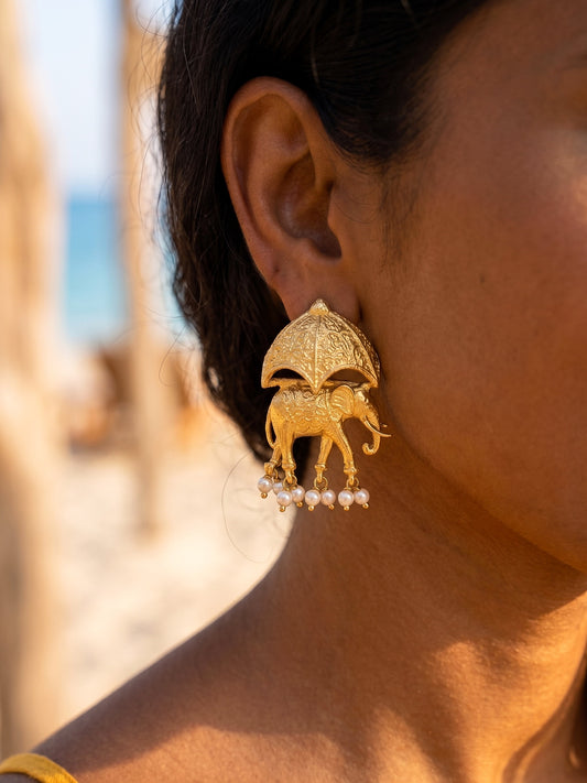 Royal Haathi (Elephant) Handmade Brass Earrings
