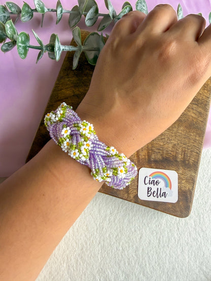 Luxe Flora Lilac Handmade Beaded Bracelet