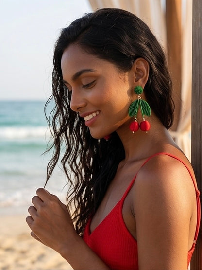 Cherry On Top Red Handmade Beaded Earrings