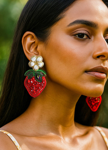 Strawberry Love Handmade Beaded Earrings