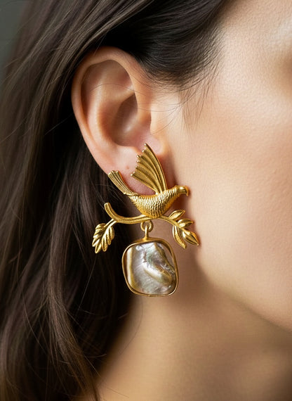 Golden Bird Handmade Brass Earrings
