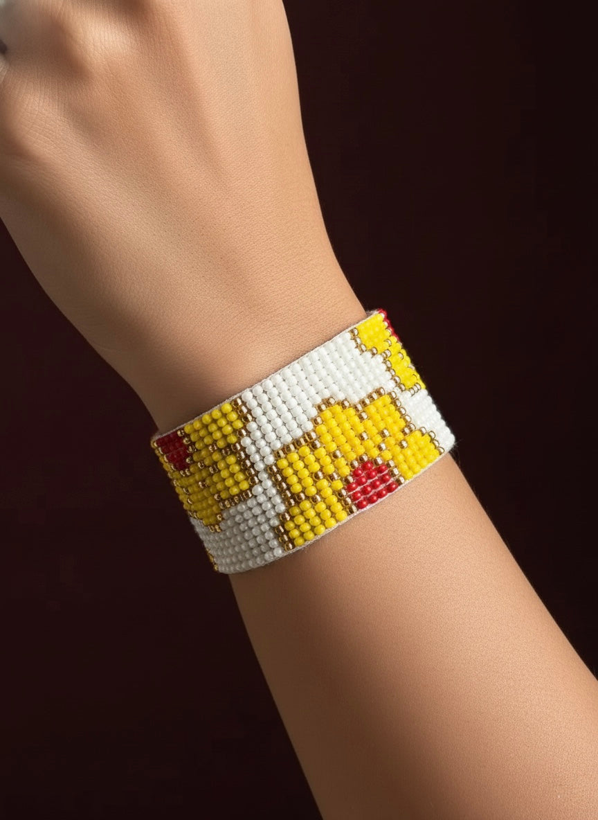 Sunlit Blossom Handmade Beaded Bracelet