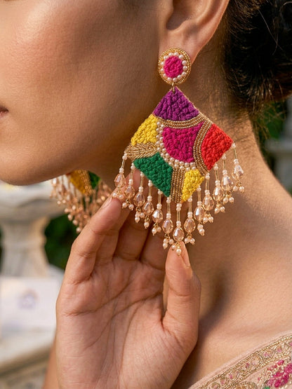 Rainbow Rangoli Handmade Beaded Earrings