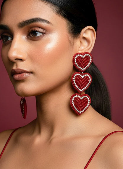 Eternal Love Drops Handmade Beaded Heart Earrings