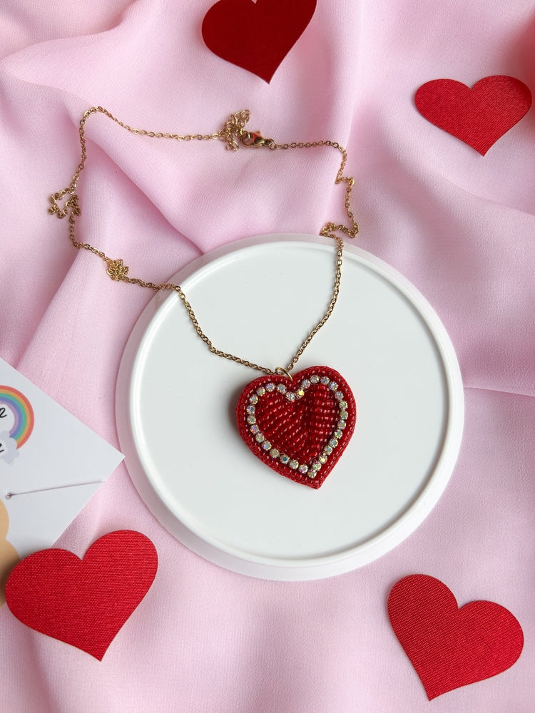 Deep Red Love Eternal Deep Red Love Handmade Beaded Necklace – Ciao Bella