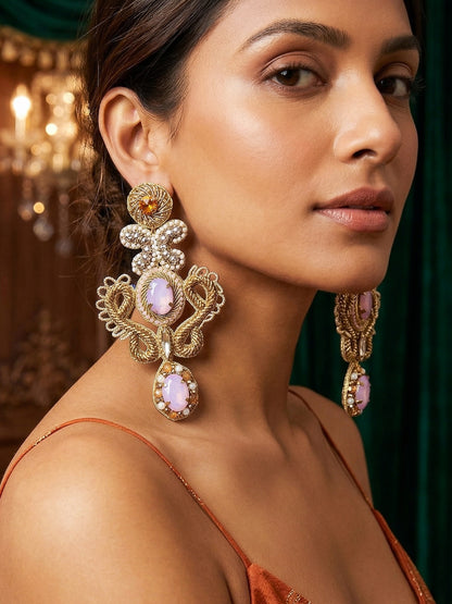 Aashna Blush Pink Handmade Beaded Statement Earrings