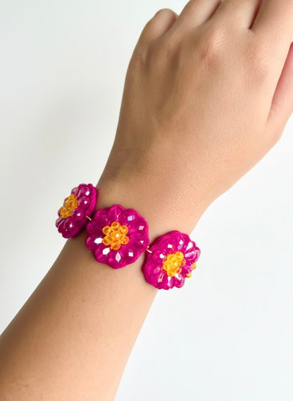 Daisy Dream Pink Handmade Beaded Bracelet