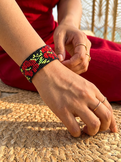 Eternal Red Rose Handmade Beaded Bracelet