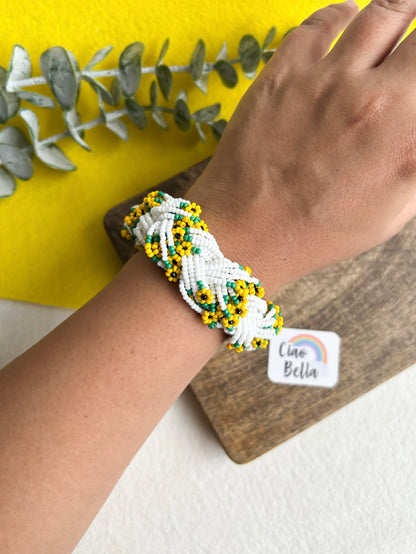 Luxe Flora Sunflower Handmade Beaded Bracelet