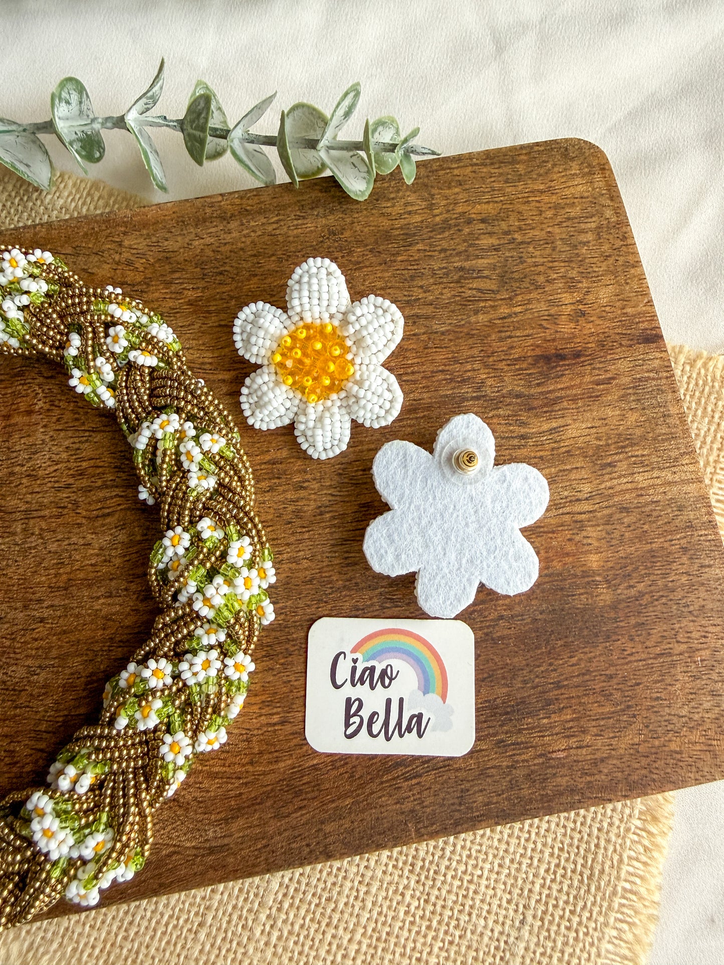 Luxe Flora Antique Brown Gold Handmade Beaded Necklace + Earrings Set